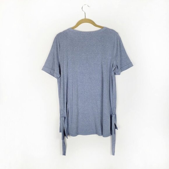 Soft Surroundings Side Tie Tunic Top Short Sleeve Blue 2BN87 Size Medium - Picture 2 of 6